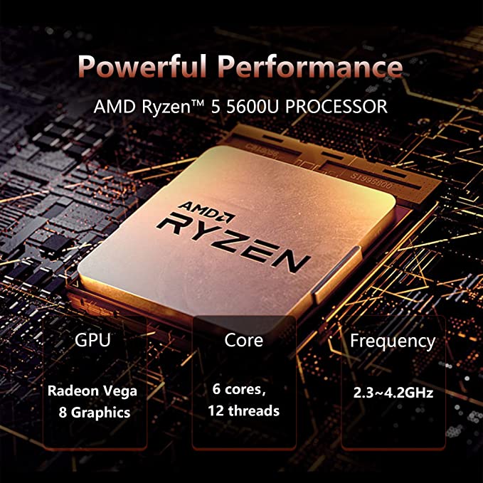 Mini PC AMD Ryzen 5 5600U (jusqu'à 4,2 GHz)