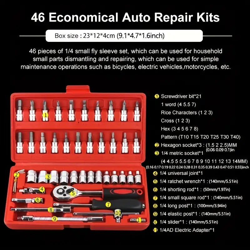 Kit d’outils de réparation de voiture de 46 pièces