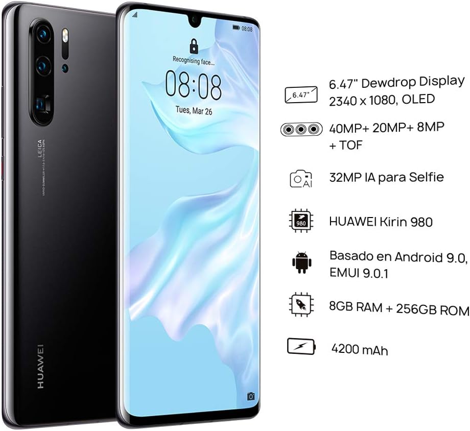 Huawei P30 Lite Téléphone déverrouillé (Noir)