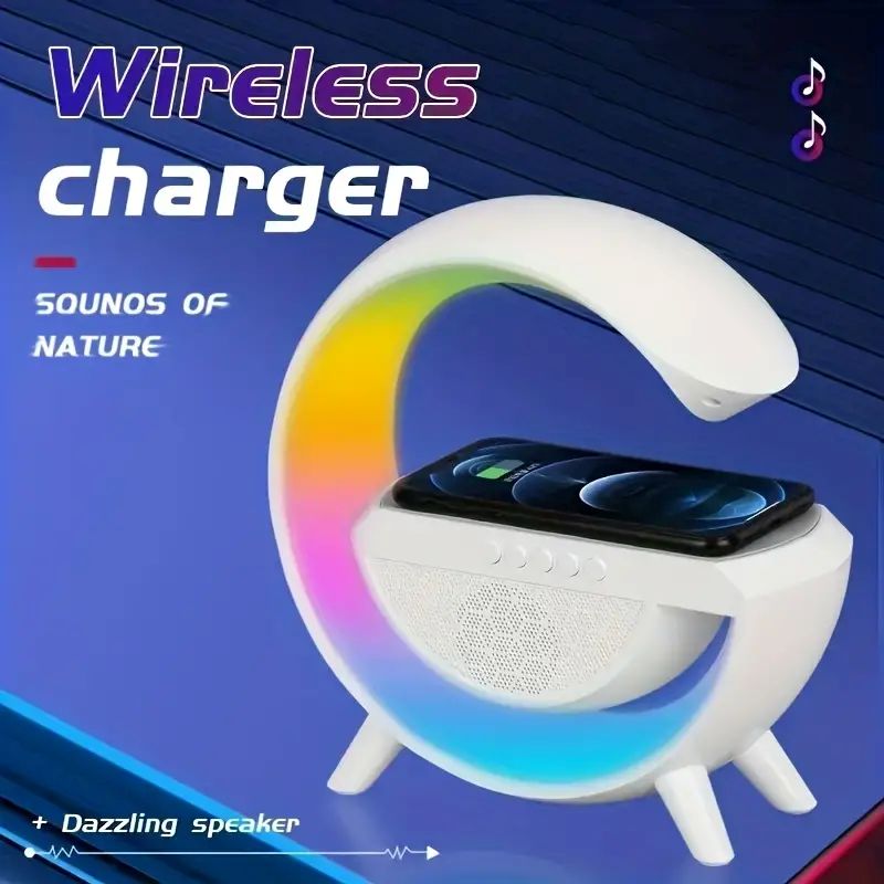 Haut-parleur sans fil avec veilleuse LED et chargeur sans fil