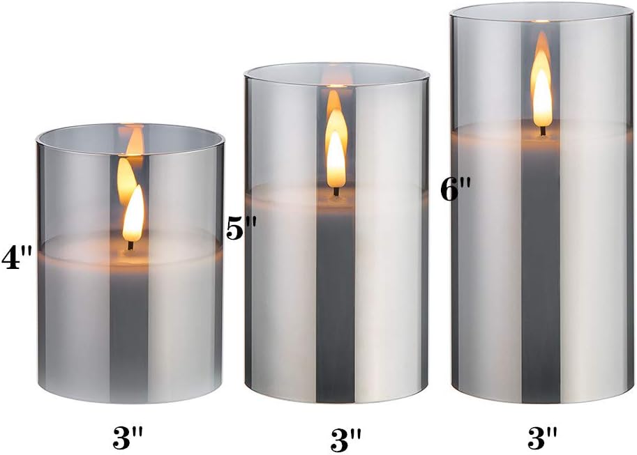 Eywamage – Lot de 3 bougies sans flamme vertes en verre
