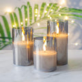 Eywamage – Lot de 3 bougies sans flamme vertes en verre