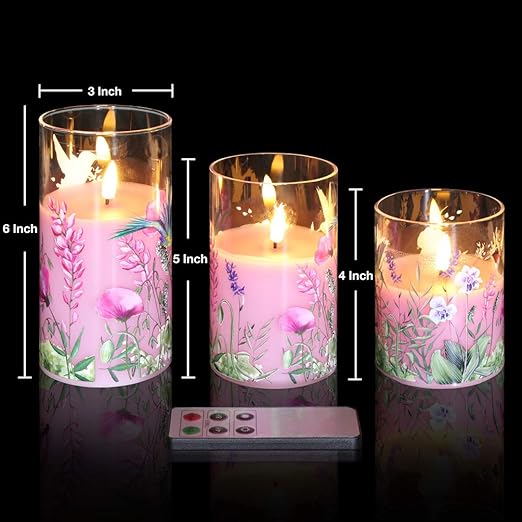 Eywamage – Lot de 3 bougies sans flamme vertes en verre