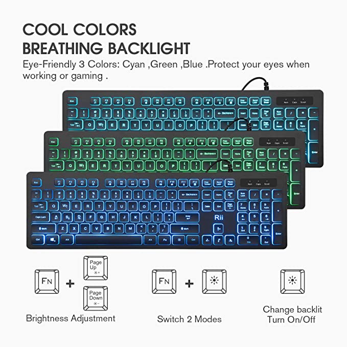 Ensemble clavier et souris RVB RK105, clavier et souris filaires