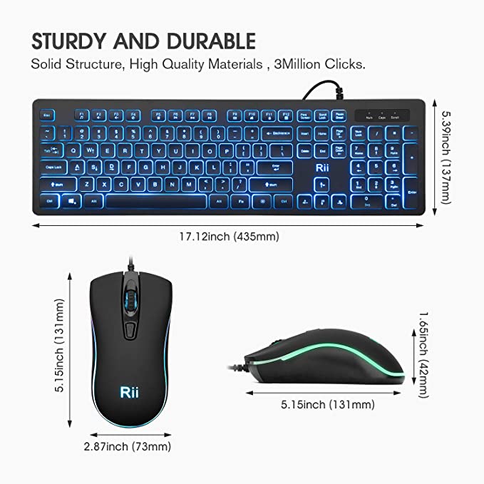Ensemble clavier et souris RVB RK105, clavier et souris filaires
