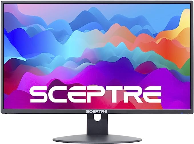 Sceptre E248W-19203R Écran LED ultra fin 24" 75 Hz 1080p 2 x HDMI VGA haut-parleurs intégrés, noir métallique