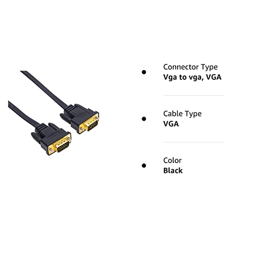 DTECH Câble VGA plat ultra fin pour écran d'ordinateur