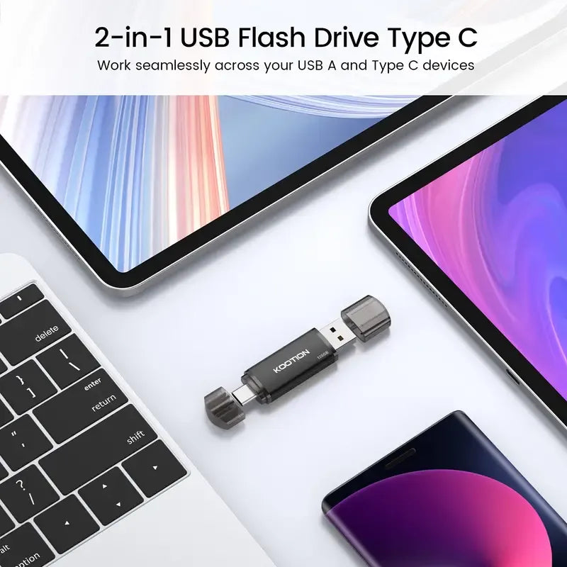 Clé USB Type-C 128 Go : 2 en 1 double USB A + USB C OTG