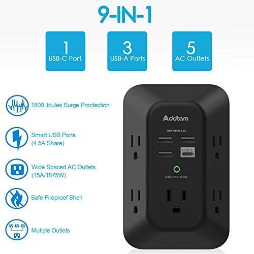 Chargeur mural USB, protection contre les surtensions