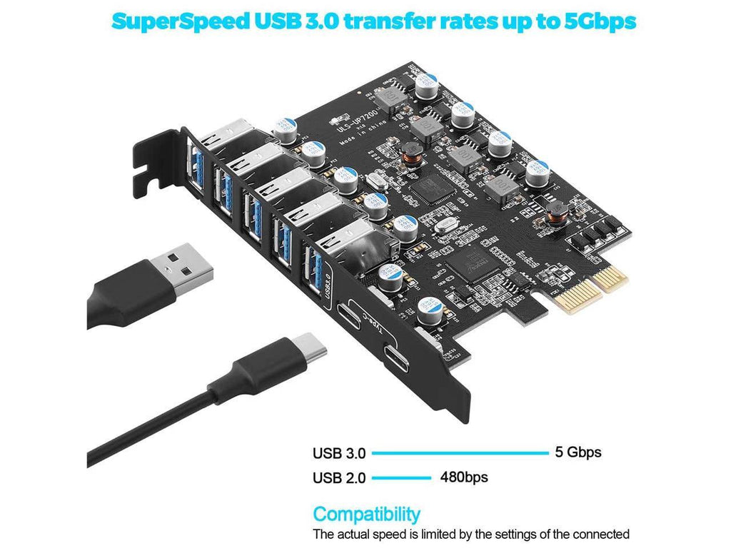 Carte d’extension PCI-E vers USB 3.0 7