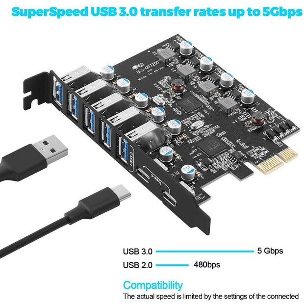 Carte d’extension PCI-E vers USB 3.0 7