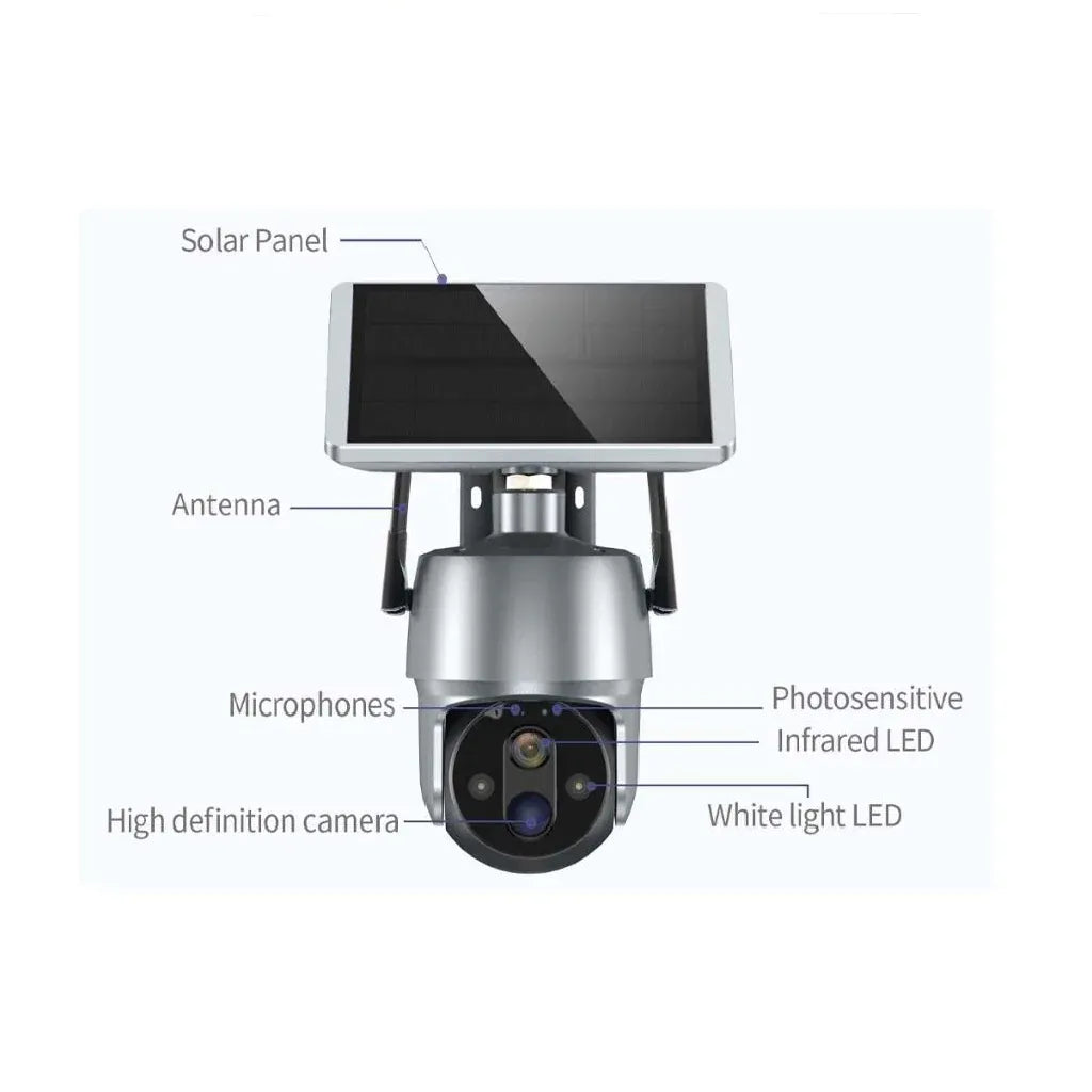 CAMÉRA DE SÉCURITÉ WI-FI 2MP PTZ À RECHARGE SOLAIRE