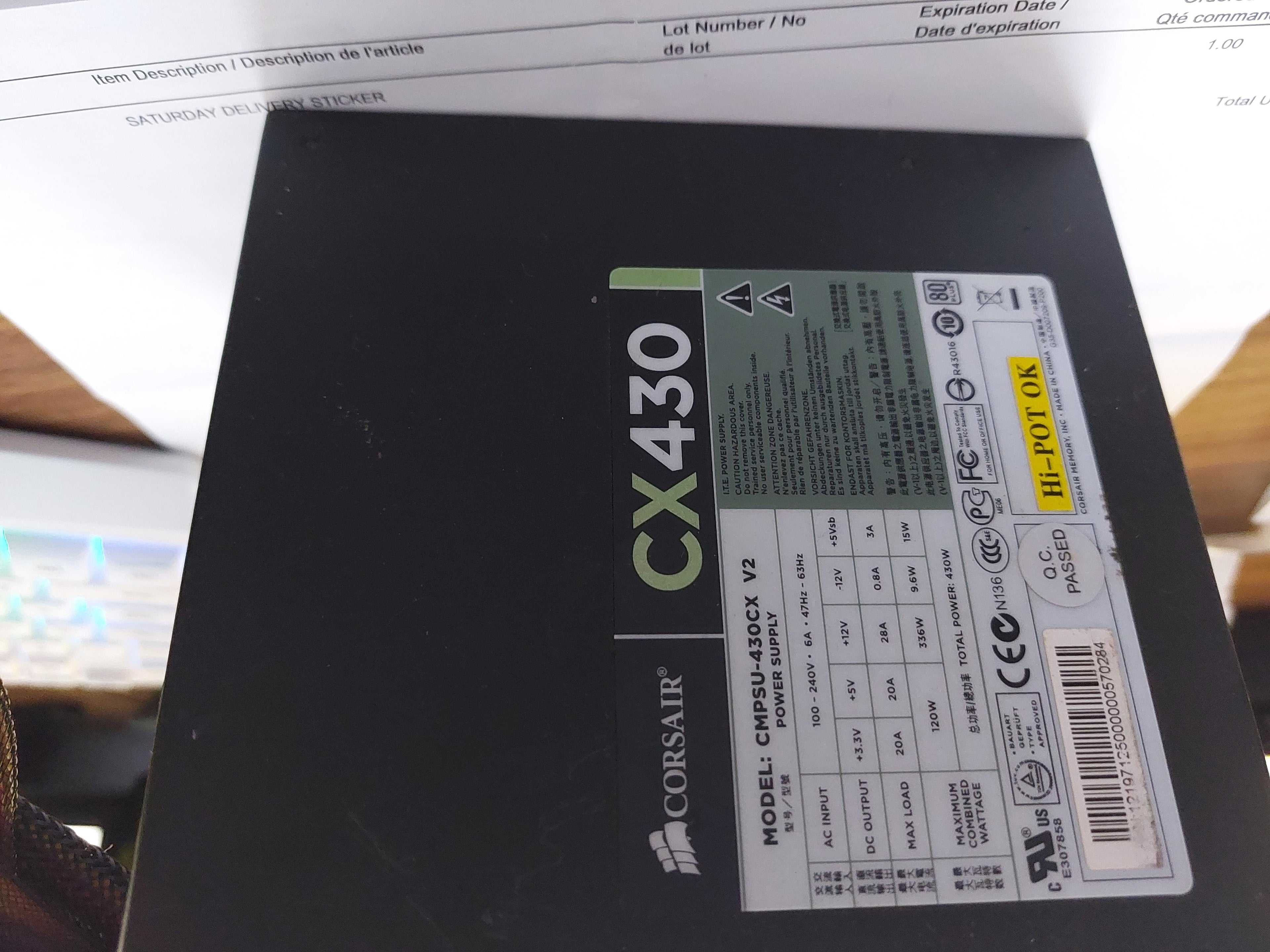 Builder Series™ CX430 V2 — Bloc d'alimentation certifié 80 PLUS®