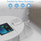 Barre d'alimentation plate avec USB C, rallonge ultra fine pour intérieur