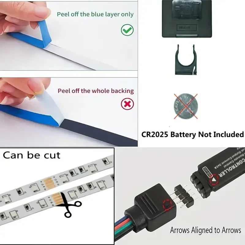 Bandes lumineuses LED, 32.8ft / 10m, RGB 2835 DC5V, contrôleur