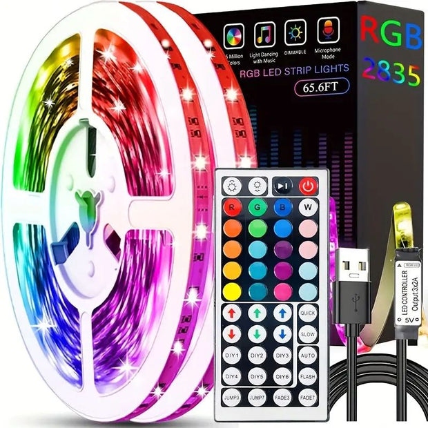 Bandes lumineuses LED, 32.8ft / 10m, RGB 2835 DC5V, contrôleur