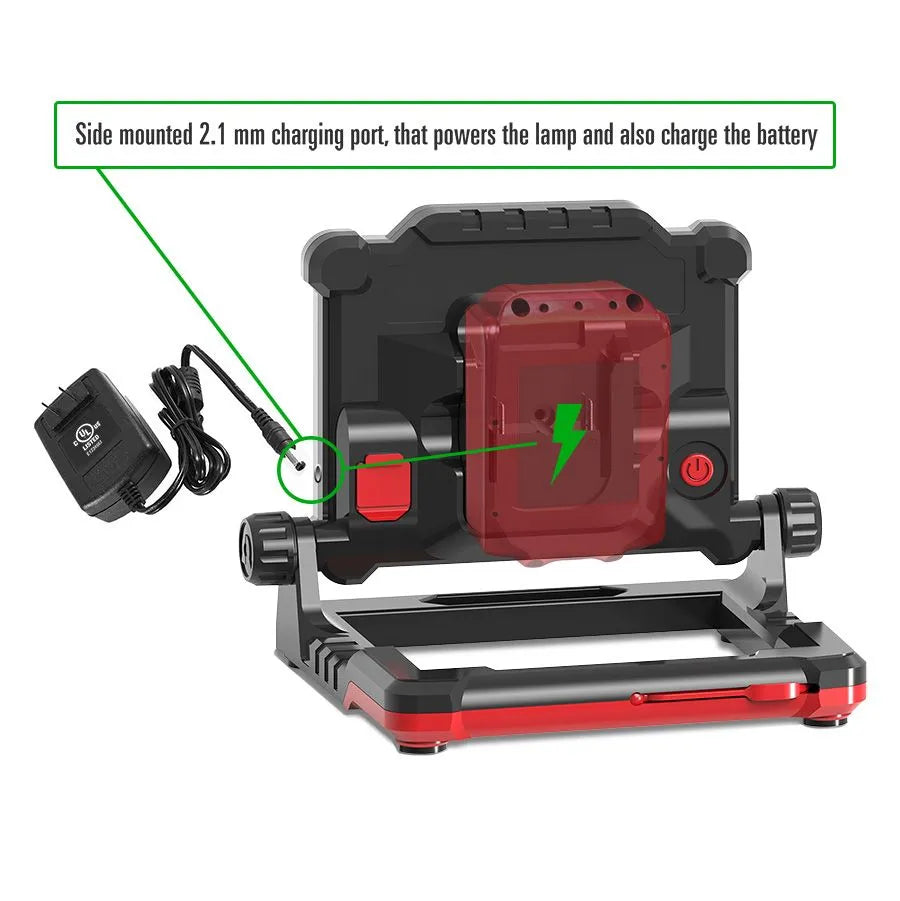 Lampe de travail DEL sans fil à batterie lithium - 20 W