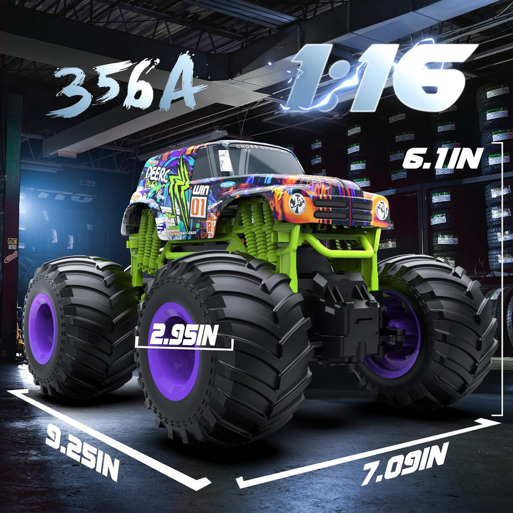 DEERC Jouet Monster Truck télécommandé tout terrain, camion RC