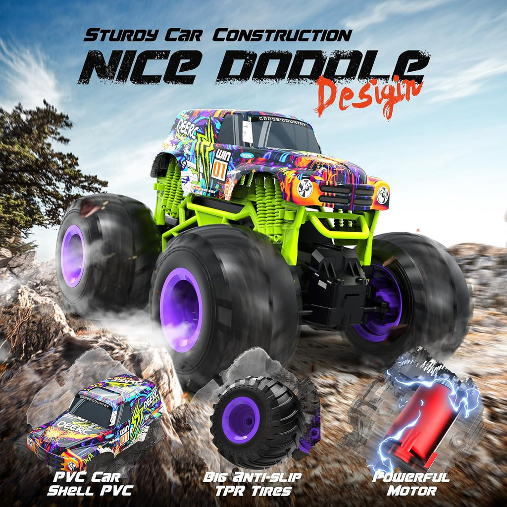 DEERC Jouet Monster Truck télécommandé tout terrain, camion RC