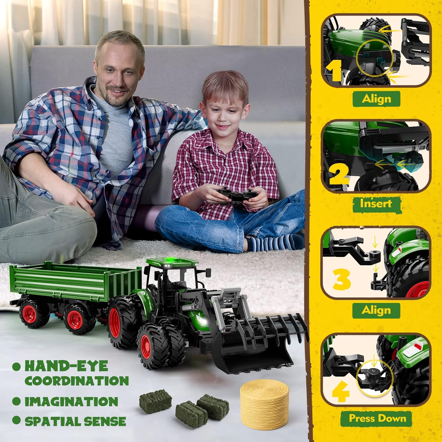 WELIN Jouets tracteur et remorque télécommandés