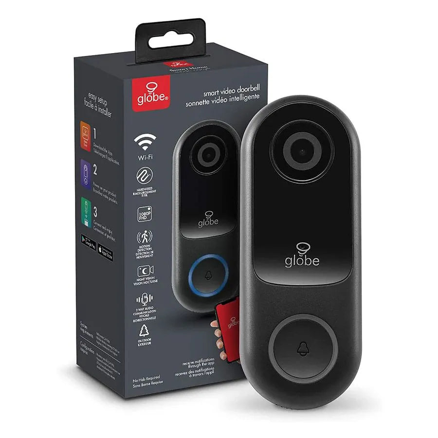 Sonnette caméra Wi-Fi GLOBE avec détecteur de mouvement - HD