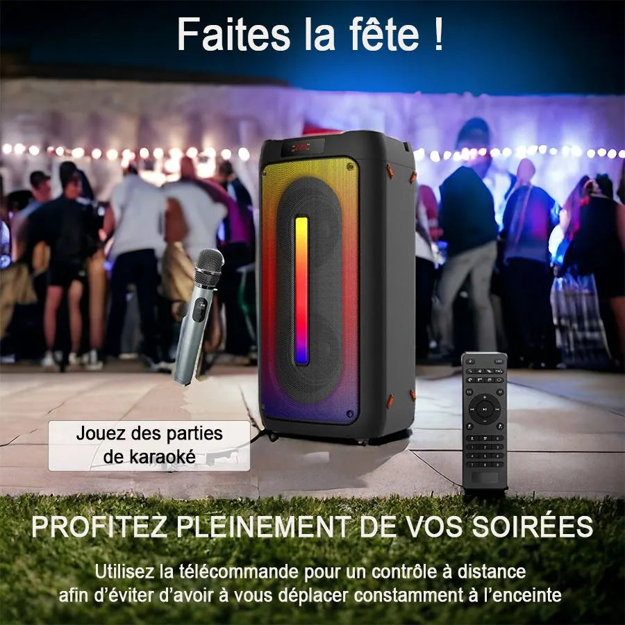 Haut-parleur Bluetooth portatif avec microphone et télécommande