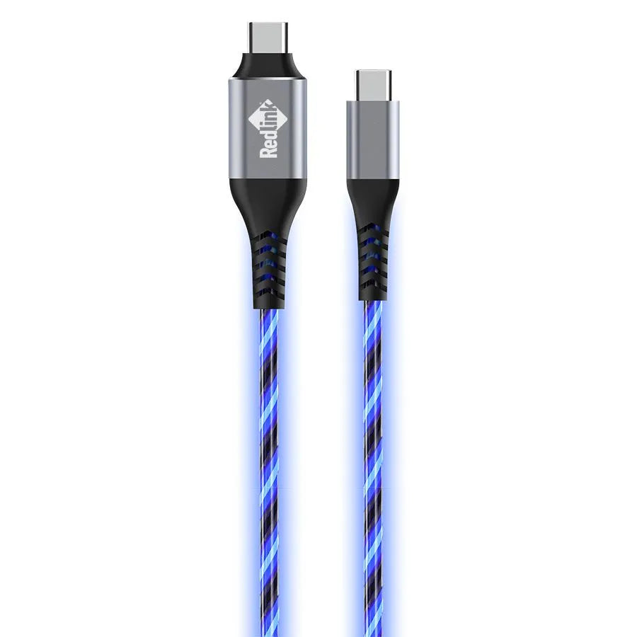 Câble lumineux USB-C mâle à mâle - Bleu - 1.8m