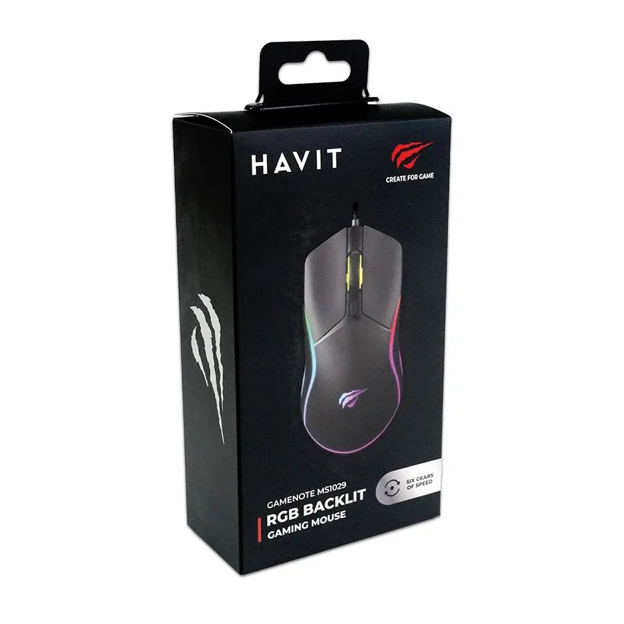 Souris optique de jeu rétroéclairée HAVIT MS1029 avec fil - 6 boutons - RVB - USB