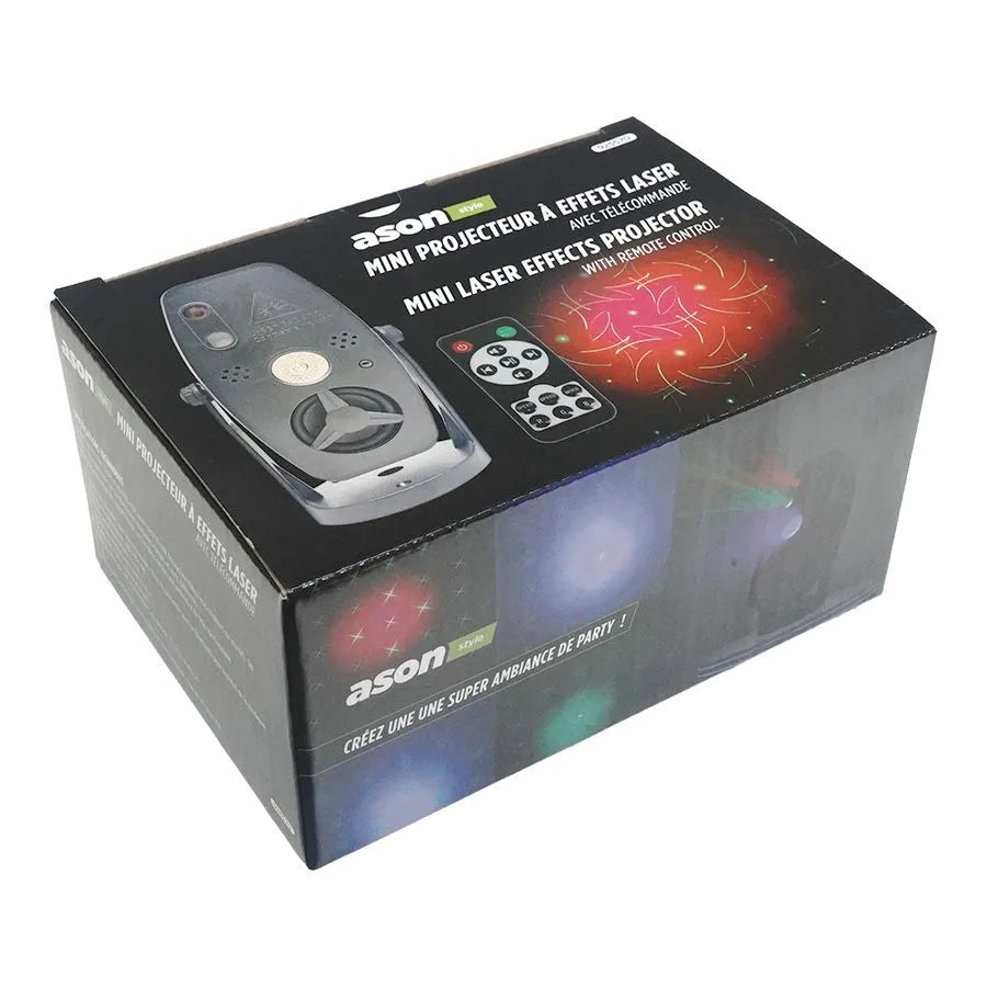 Mini projecteur effets laser avec haut-parleur et télécommande - USB