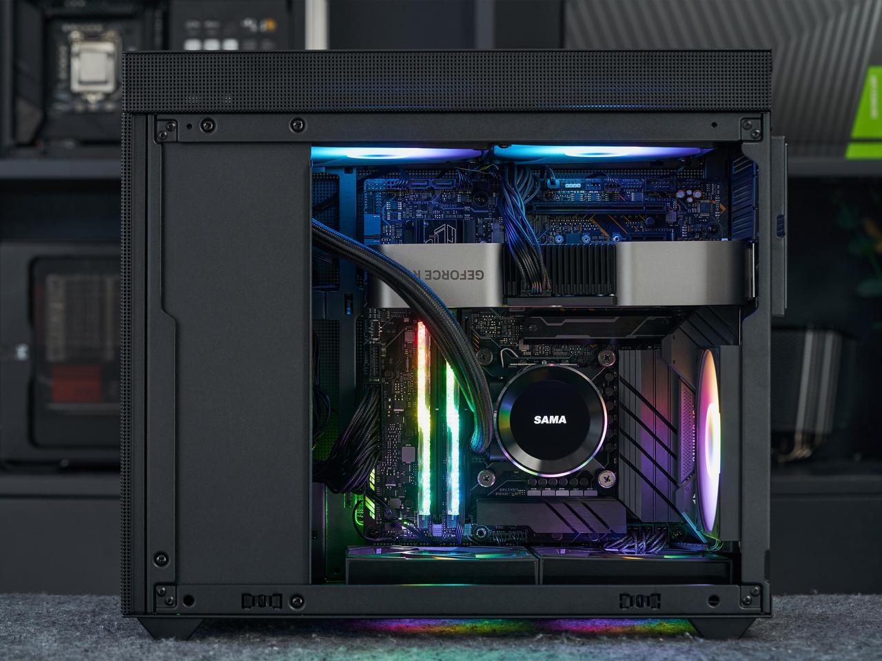 Boîtier d'ordinateur de jeu SAMA IM01 Pro en verre trempé noir
