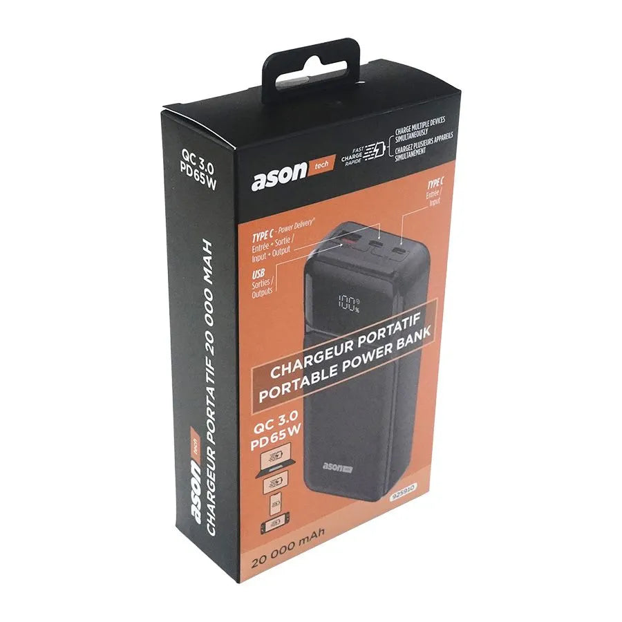 Chargeur portatif USB/USB-C QC3.0 - 20 000 mAh