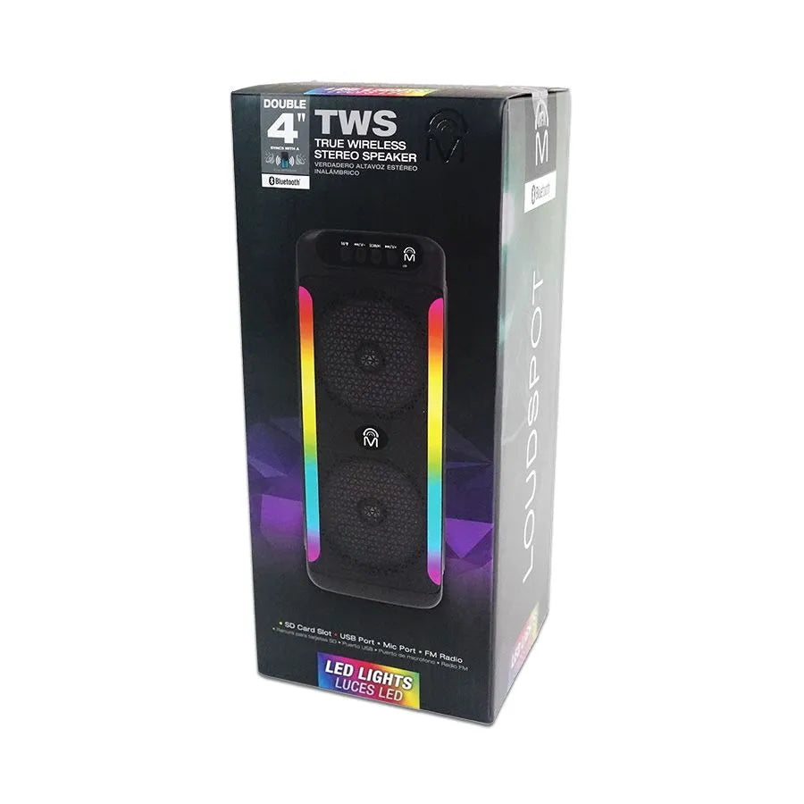 Haut-parleur Bluetooth tour 6-en-1 avec lumières DEL - Noir