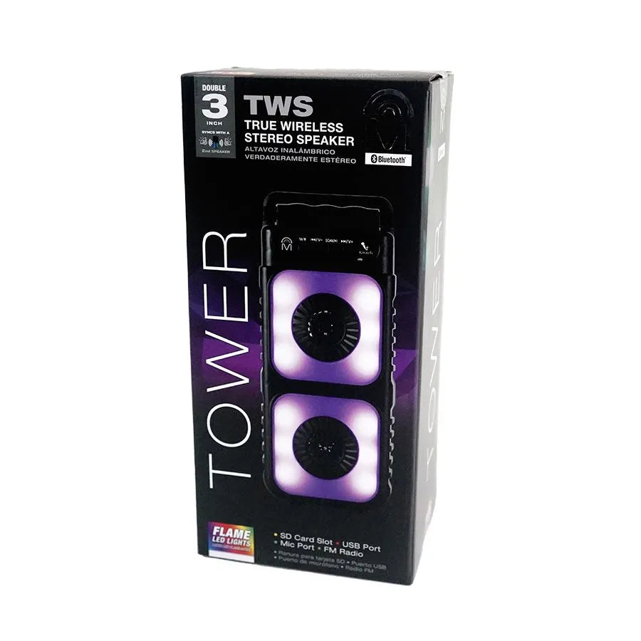Haut-parleur Bluetooth tour 6-en-1 avec lumières DEL - Noir