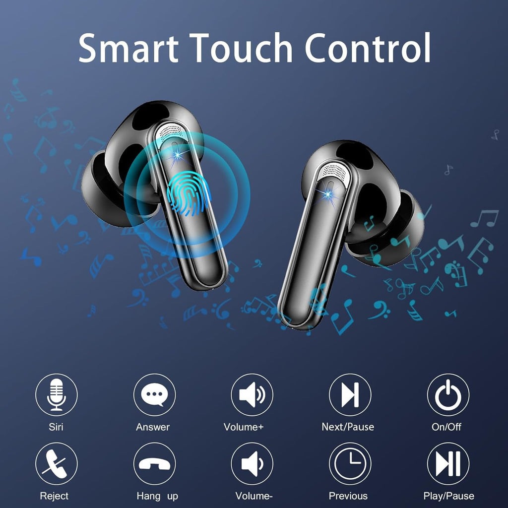 Écouteurs sans fil Bluetooth 5.3 Mini HiFi stéréo avec 4 micros