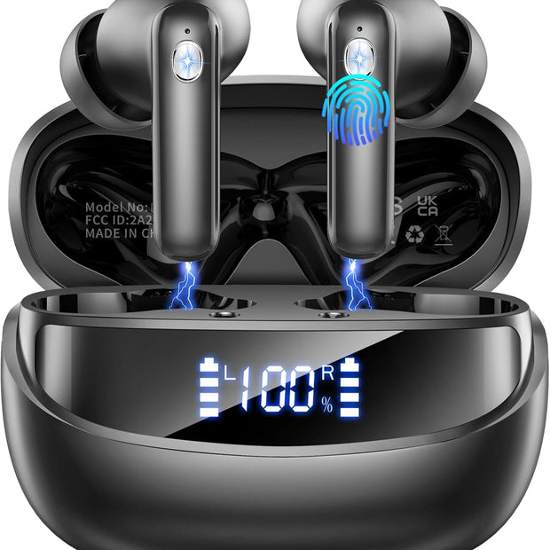 Écouteurs sans fil Bluetooth 5.4 HiFi stéréo, 45 heures de lecture