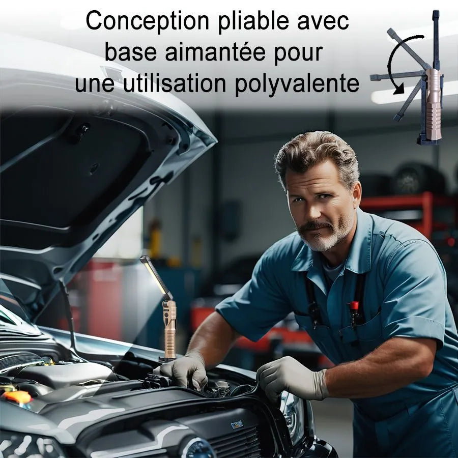 Lampe de travail DEL rechargeable avec base magnétique - 200 lumens - 6 modes