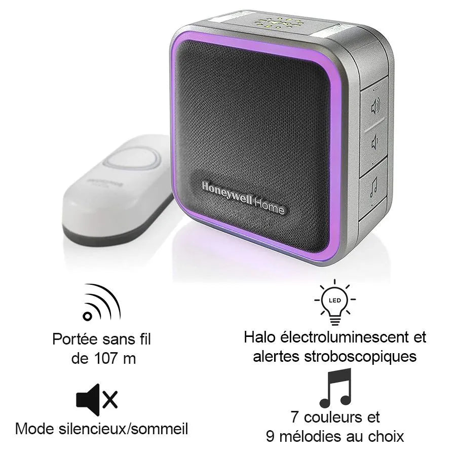 Carillon illuminé HONEYWELL avec sonnette de porte sans fil Série 5