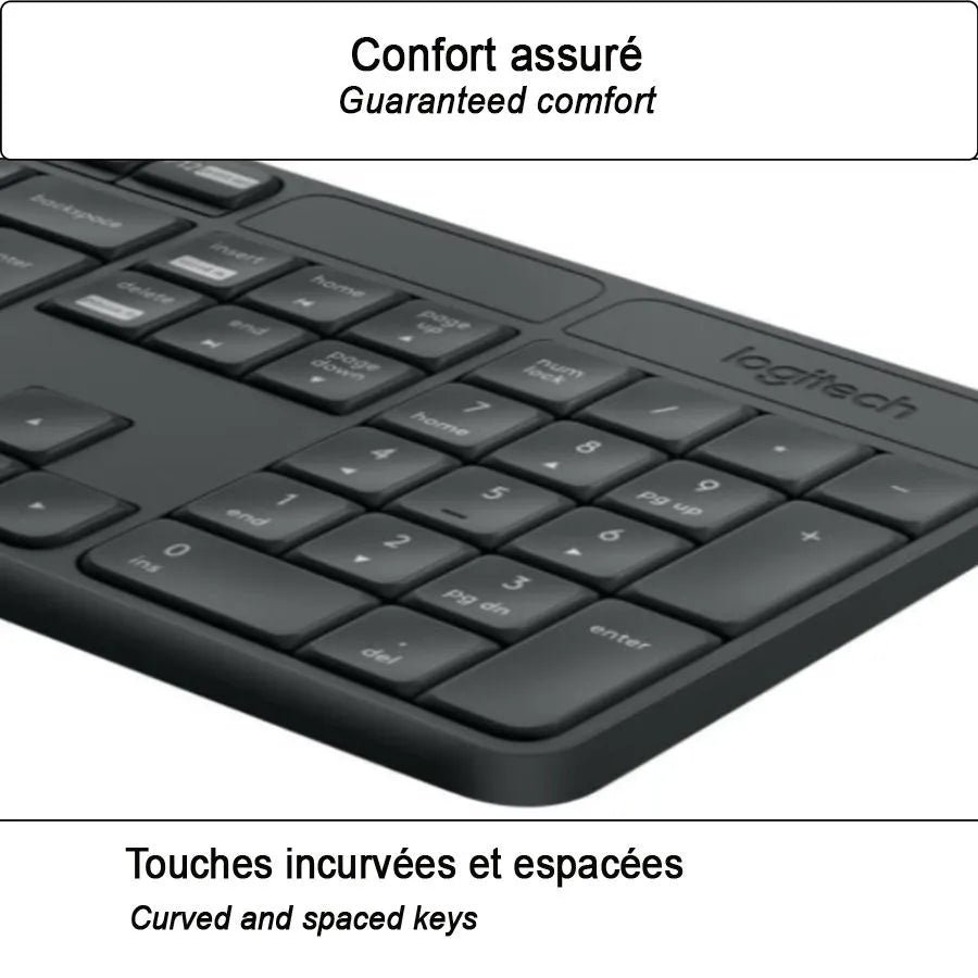 Ensemble de clavier et souris sans fil LOGITECH MK235 - Réusiné