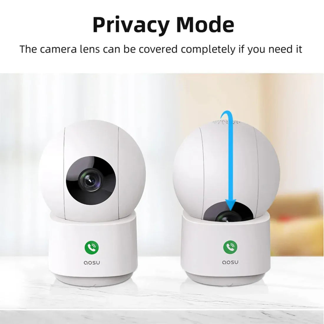 Caméra de sécurité intérieure AOSU C2E / Wi-Fi bi-bande sans fil avec fonction