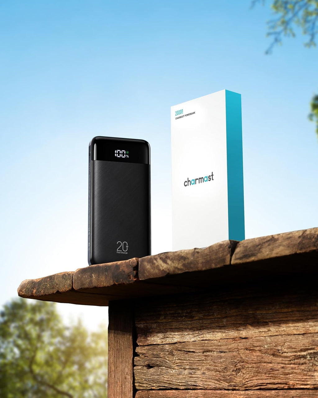 Charmast Batterie externe avec câbles intégrés, 20 000 mAh USB C, 5 sorties