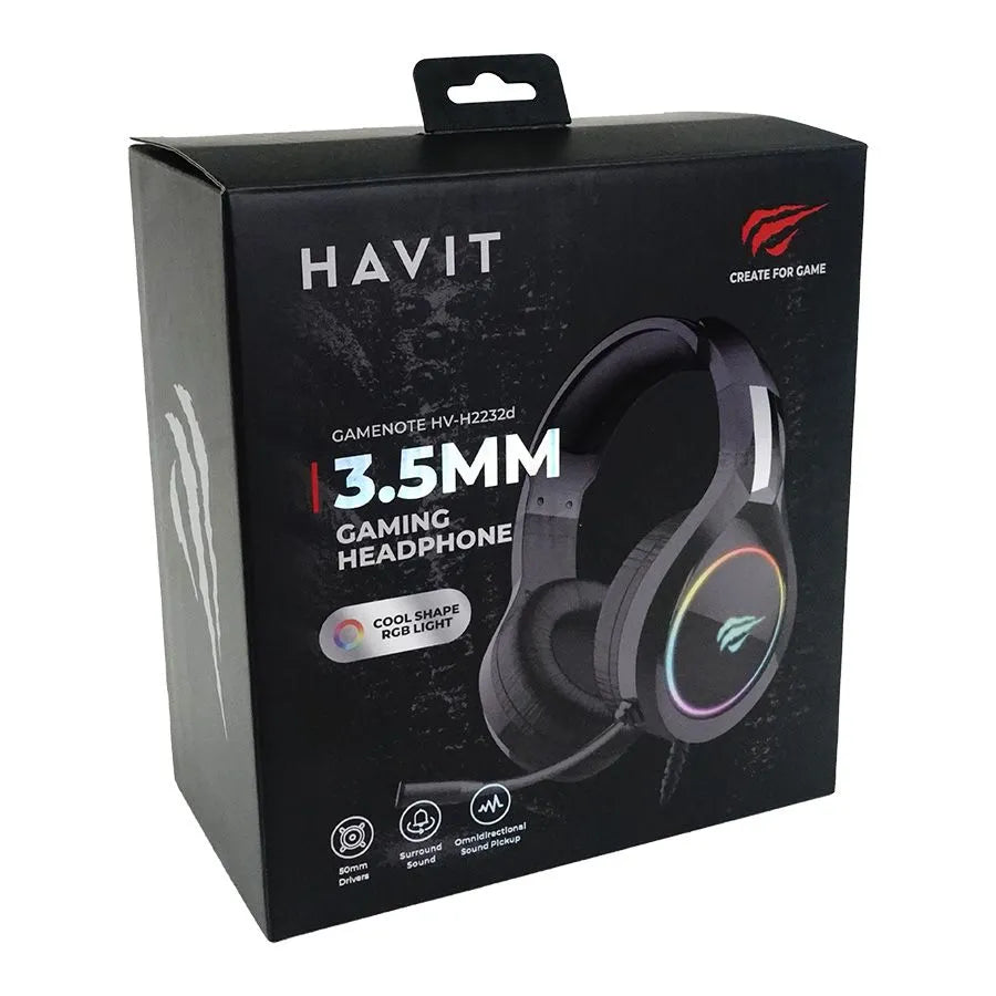 Casque de jeu rétroéclairé RVB avec fil et microphone - 3.5 mm/USB
