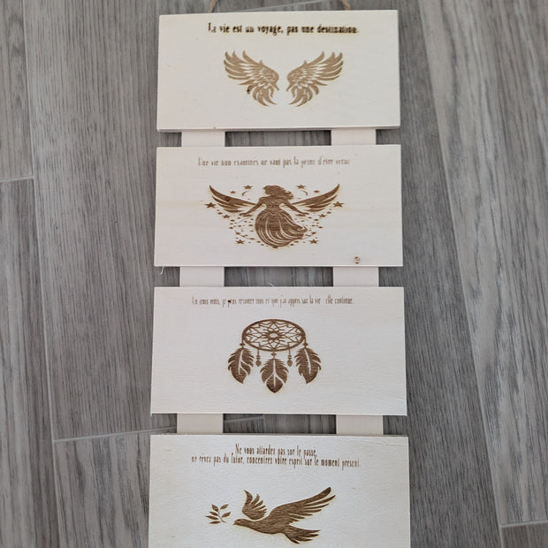 Lamelle de bois Avec Dessin et texte