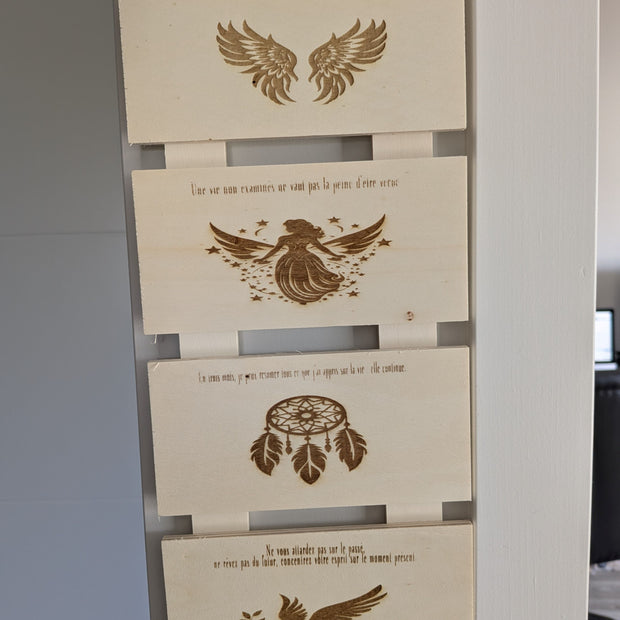 Lamelle de bois Avec Dessin et texte