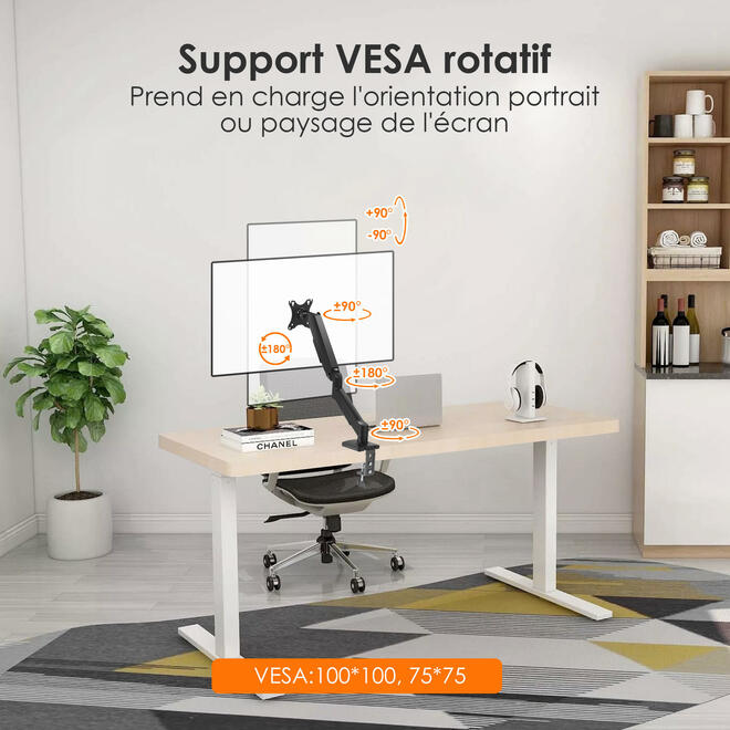 Support de bureau à ressort à gaz réglable ergonomique pour moniteurs LCD 17"-32
