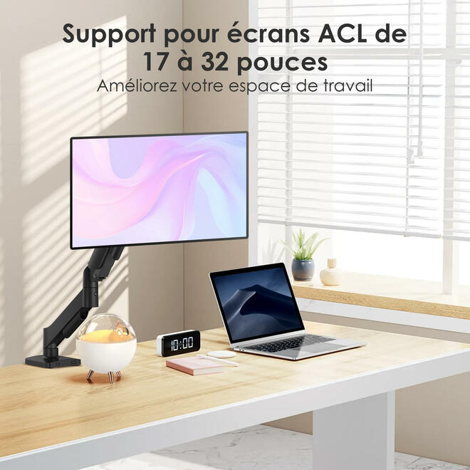 Support de bureau à ressort à gaz réglable ergonomique pour moniteurs LCD 17"-32