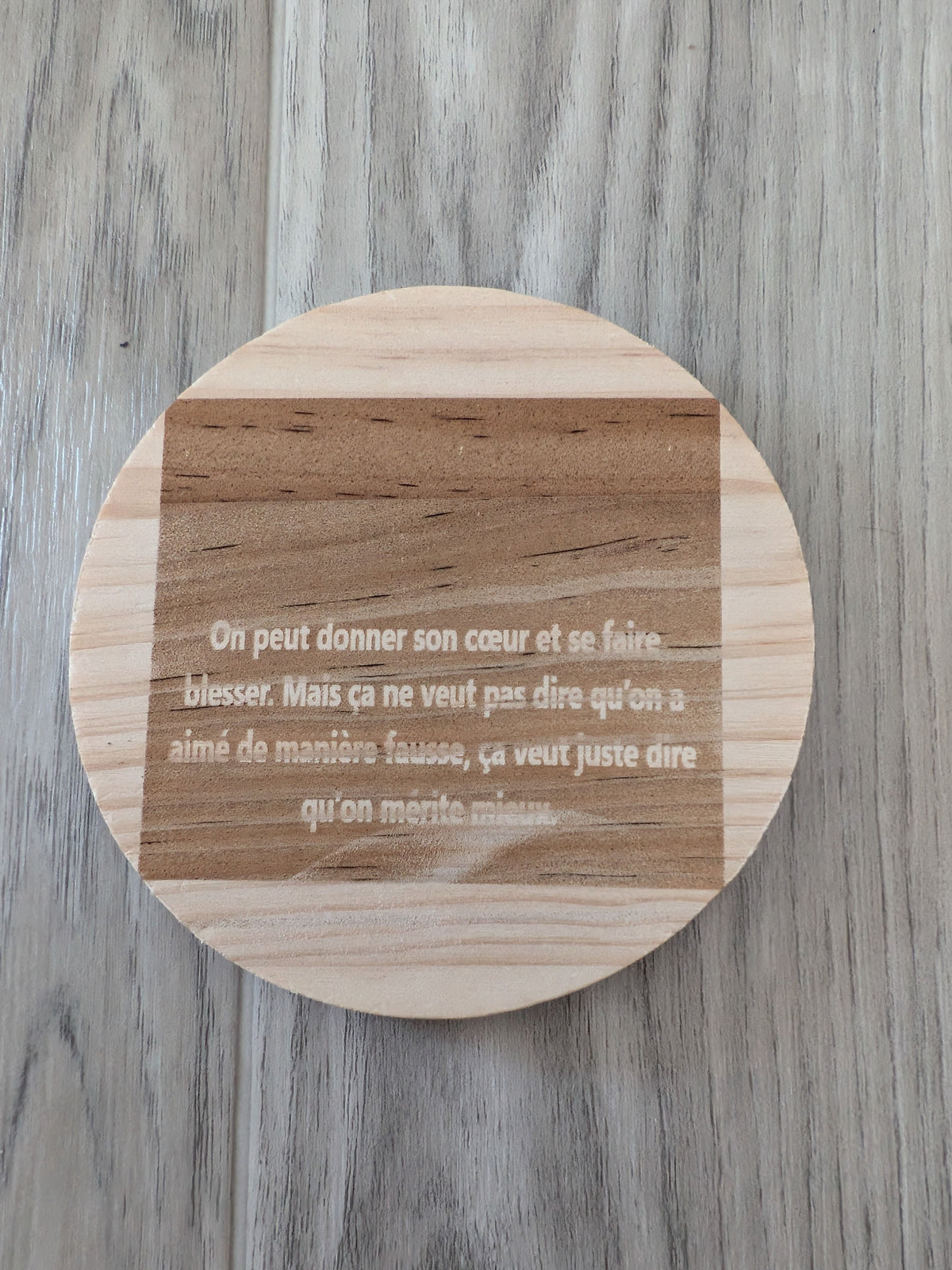 dessous de verre en bois brut, ronds