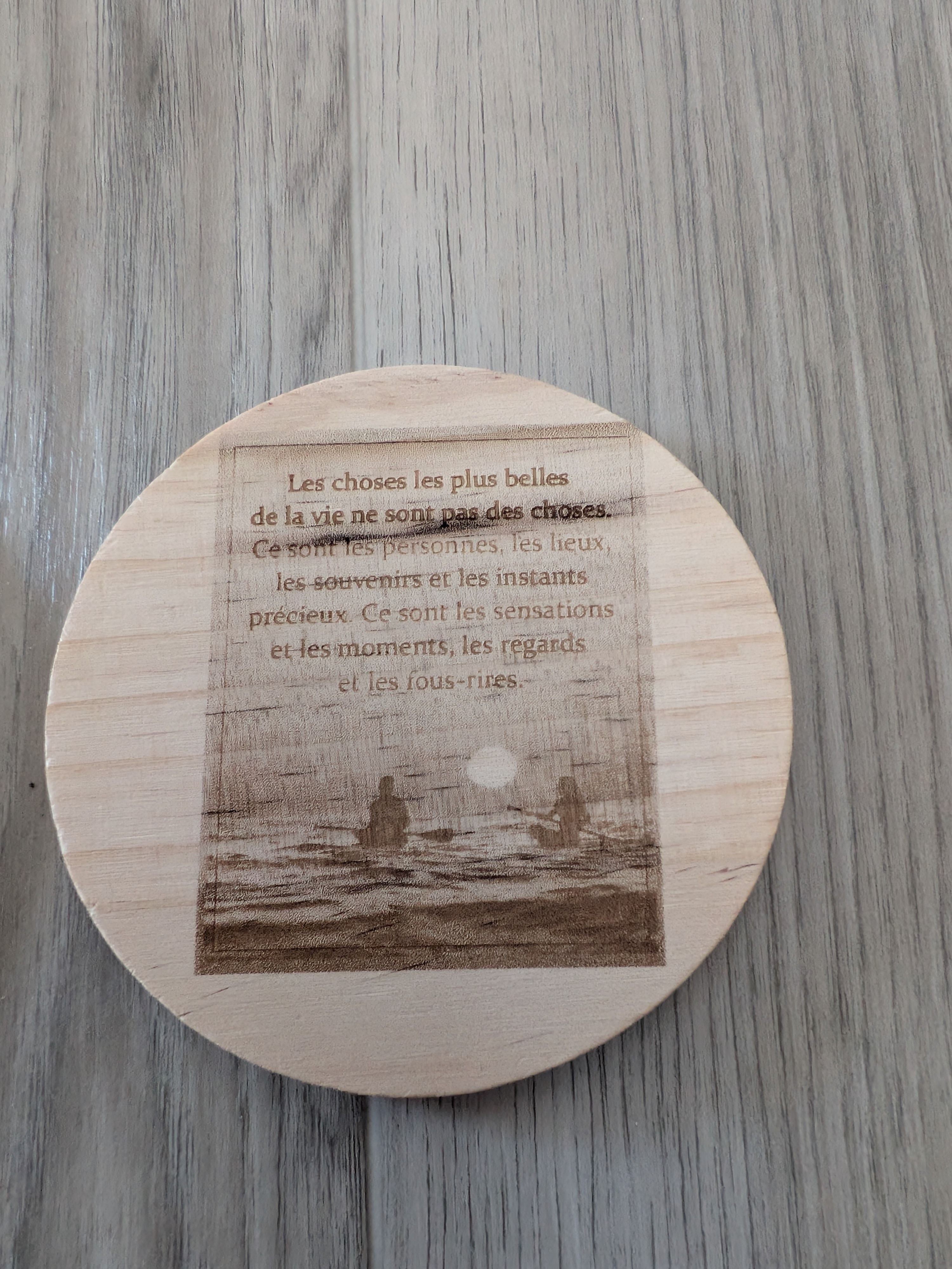 dessous de verre en bois brut, ronds