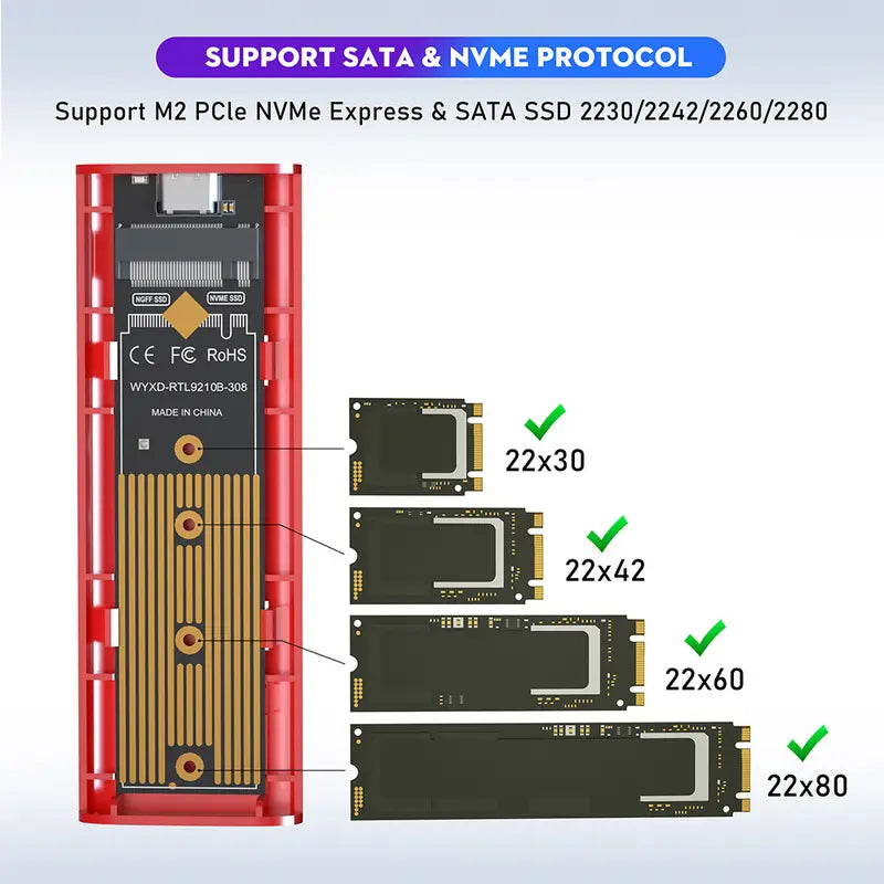 Boîtier de disque SSD USB 118.11 pouces, station d'accueil de disque dur NVME