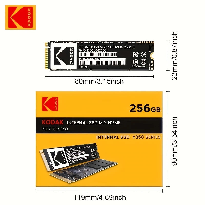 Disque SSD M.2 NVMe PCIe 3.0x4 Kodak de stockage interne