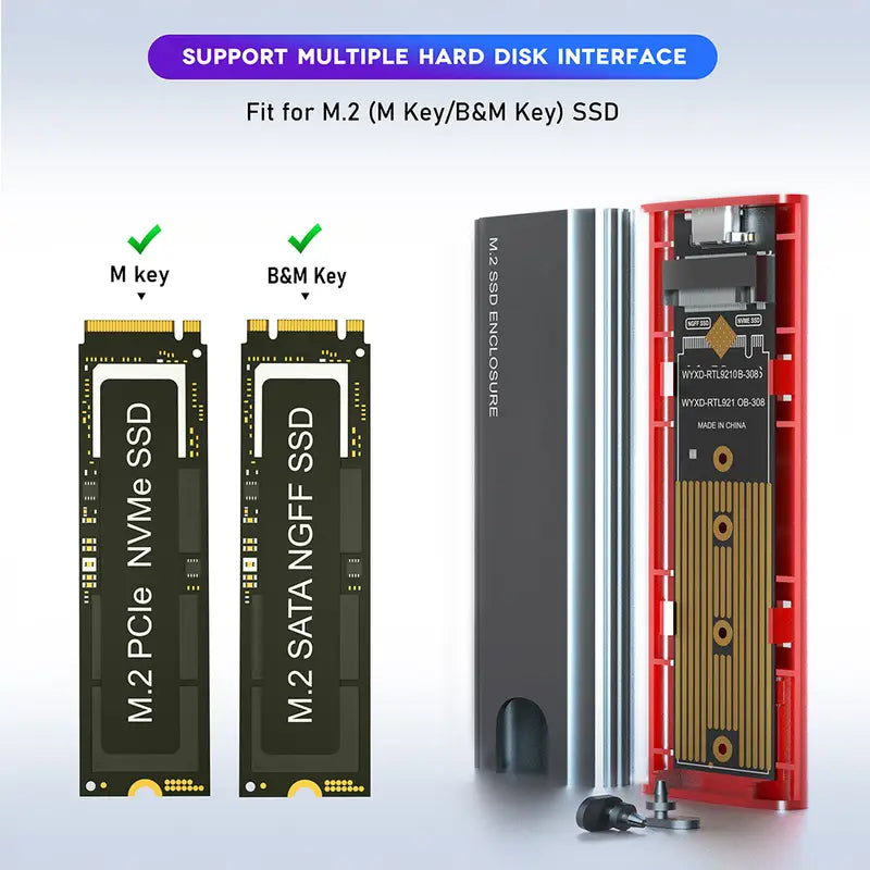 Boîtier de disque SSD USB 118.11 pouces, station d'accueil de disque dur NVME